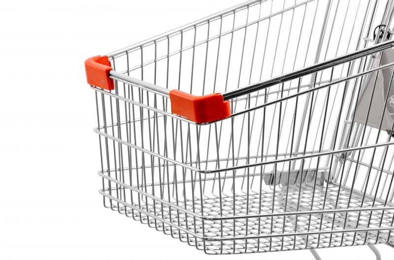 Shopping Cart with Zinc/Chrome Finish and Red Plastic Handles